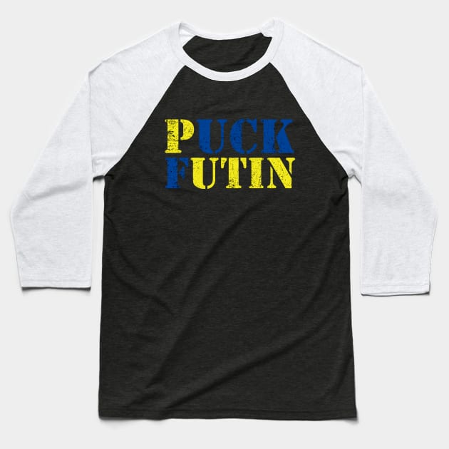 Puck Futin, I Stand With Ukraine Baseball T-Shirt by UniqueBoutiqueTheArt